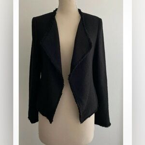 LOFT Open Front Raw Fringed Trim Blazer